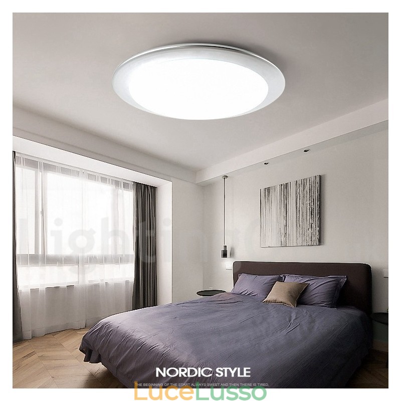 Plafoniere da soffitto moderne e contemporanee in stile nordico, super sottili, spesse 4 cm, dimmerabili, con paralume in acrilico e telecomando, utilizzabili anche come applique