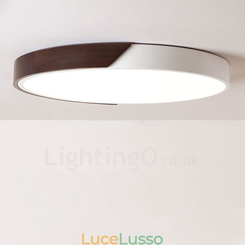 Retro noce color legno ultra sottile rotondo dimmerabile montaggio a filo soffitto luci con paralume in acrilico può essere utilizzato anche come luce da parete