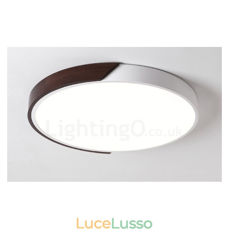 Retro noce color legno ultra sottile rotondo dimmerabile montaggio a filo soffitto luci con paralume in acrilico può essere utilizzato anche come luce da parete