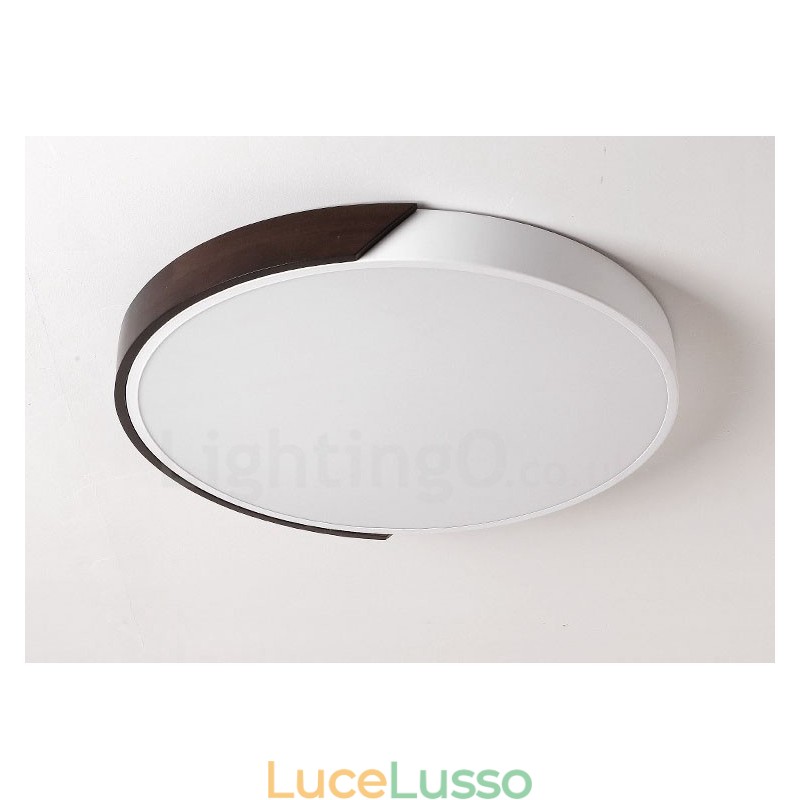 Retro noce color legno ultra sottile rotondo dimmerabile montaggio a filo soffitto luci con paralume in acrilico può essere utilizzato anche come luce da parete