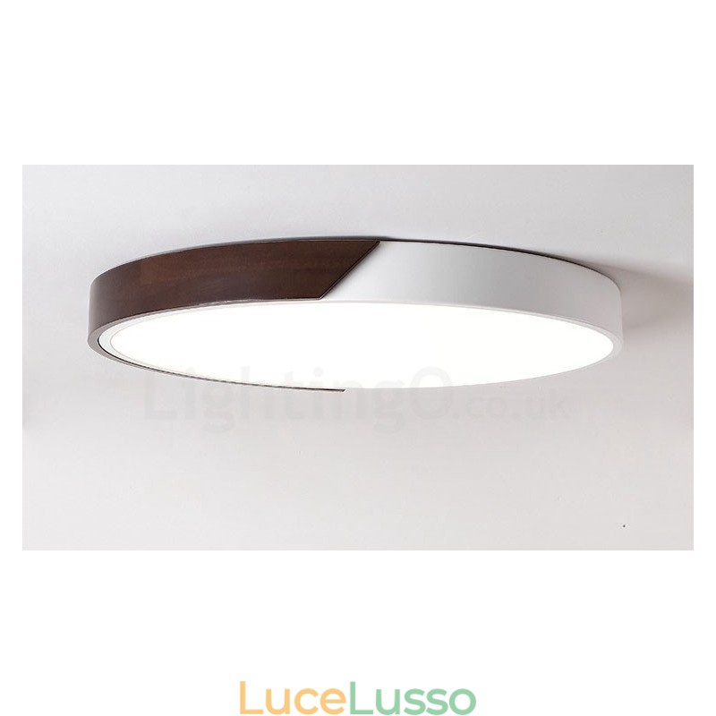 Retro noce color legno ultra sottile rotondo dimmerabile montaggio a filo soffitto luci con paralume in acrilico può essere utilizzato anche come luce da parete