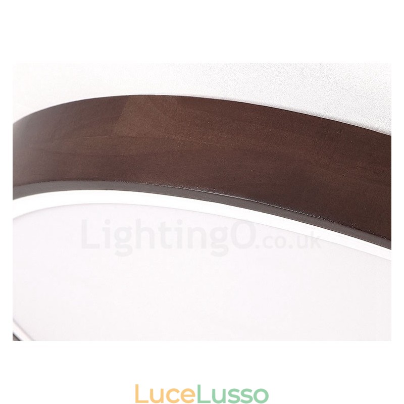Retro noce color legno ultra sottile rotondo dimmerabile montaggio a filo soffitto luci con paralume in acrilico può essere utilizzato anche come luce da parete