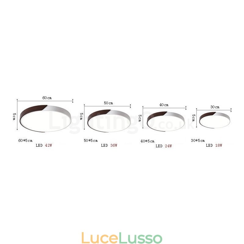 Retro noce color legno ultra sottile rotondo dimmerabile montaggio a filo soffitto luci con paralume in acrilico può essere utilizzato anche come luce da parete