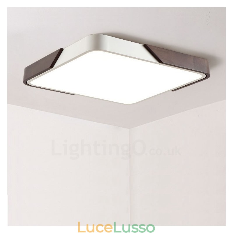 Retro noce color legno ultra sottile quadrato dimmerabile plafoniere da soffitto con paralume in acrilico può essere utilizzato anche come lampada da parete