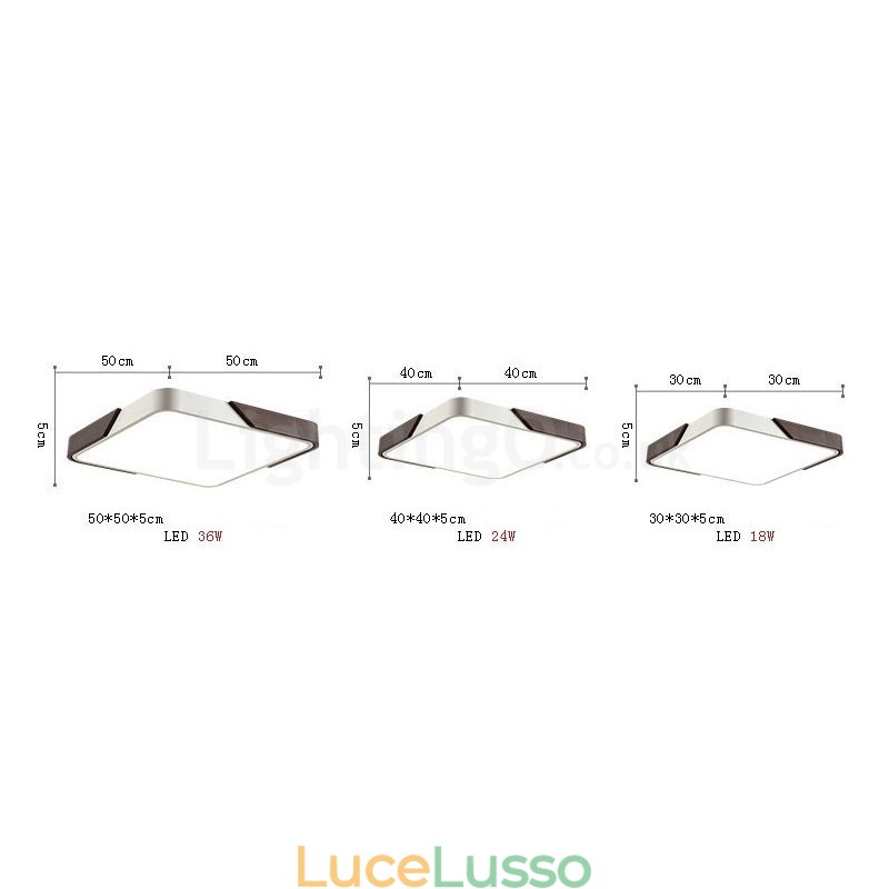 Retro noce color legno ultra sottile quadrato dimmerabile plafoniere da soffitto con paralume in acrilico può essere utilizzato anche come lampada da parete
