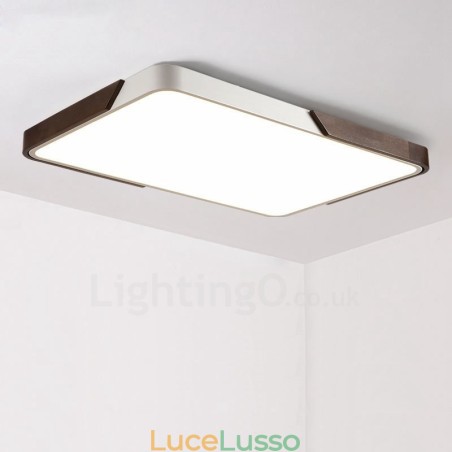 Retro noce color legno ultra sottile rettangolare dimmerabile plafoniere da soffitto con paralume in acrilico può essere utilizzato anche come applique Retro noce color legno ultra sottile rettangolare dimmerabile plafoniere da soffitto con paralume in acrilico può essere utilizzato anche come applique