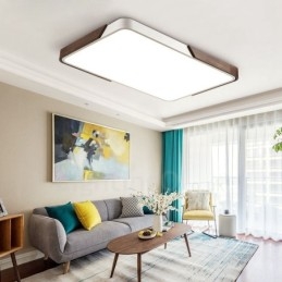 Retro noce color legno ultra sottile rettangolare dimmerabile plafoniere da soffitto con paralume in acrilico può essere utilizzato anche come applique