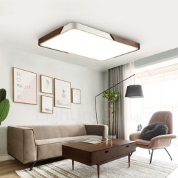 Retro noce color legno ultra sottile rettangolare dimmerabile plafoniere da soffitto con paralume in acrilico può essere utilizzato anche come applique
