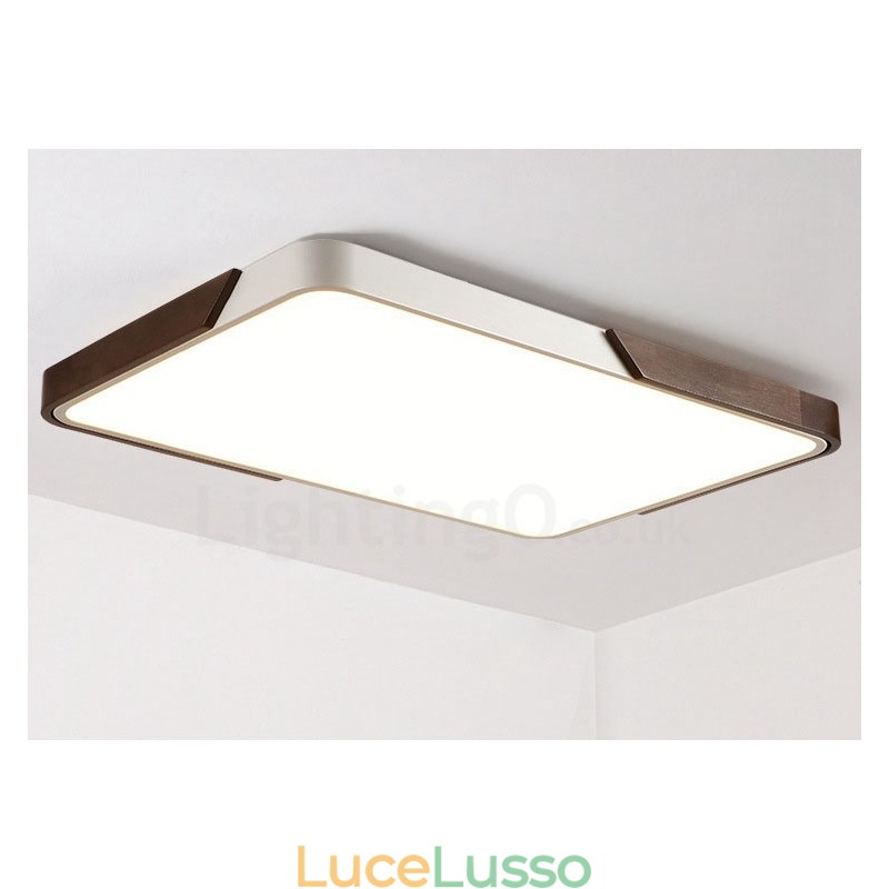 Retro noce color legno ultra sottile rettangolare dimmerabile plafoniere da soffitto con paralume in acrilico può essere utilizzato anche come applique