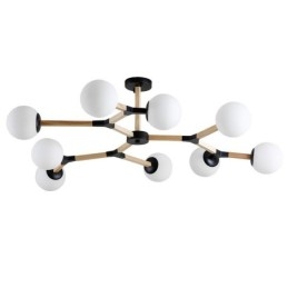 Lampadario molecolare in legno moderno nordico Magic Bean Wood con paralumi in vetro