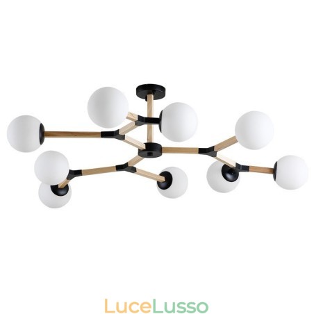 Lampadario molecolare in legno moderno nordico Magic Bean Wood con paralumi in vetro Lampadario molecolare in legno moderno nordico Magic Bean Wood con paralumi in vetro