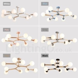 Lampadario molecolare in legno moderno nordico Magic Bean Wood con paralumi in vetro