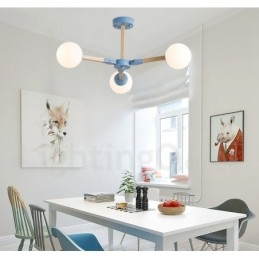 Lampadario molecolare in legno moderno nordico Magic Bean Wood con paralumi in vetro