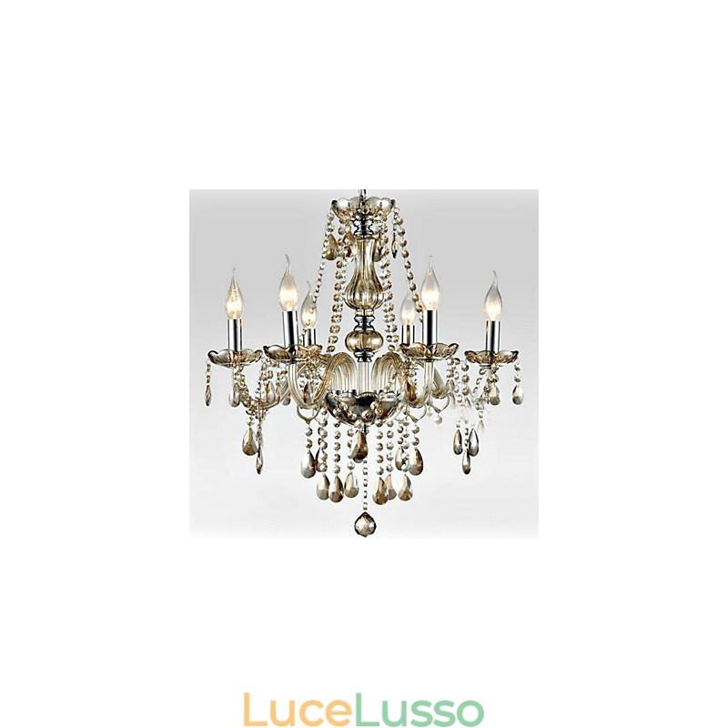 6 luci Stile del lampadario in vetro da palazzo con lampadina a candela