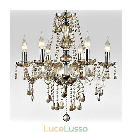 6 luci Stile del lampadario in vetro da palazzo con lampadina a candela 6 luci Stile del lampadario in vetro da palazzo con lampadina a candela