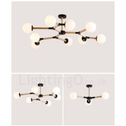 Lampadario molecolare in legno moderno nordico Magic Bean Wood con paralumi in vetro