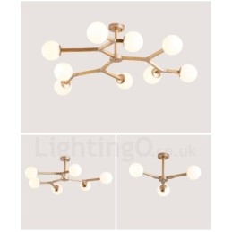 Lampadario molecolare in legno moderno nordico Magic Bean Wood con paralumi in vetro