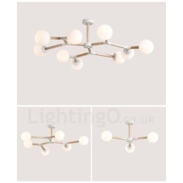 Lampadario molecolare in legno moderno nordico Magic Bean Wood con paralumi in vetro