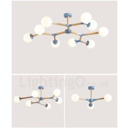 Lampadario molecolare in legno moderno nordico Magic Bean Wood con paralumi in vetro