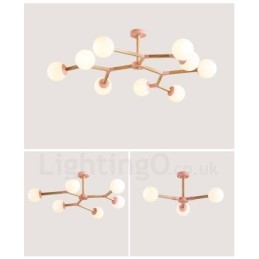 Lampadario molecolare in legno moderno nordico Magic Bean Wood con paralumi in vetro