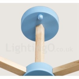 Lampadario molecolare in legno moderno nordico Magic Bean Wood con paralumi in vetro