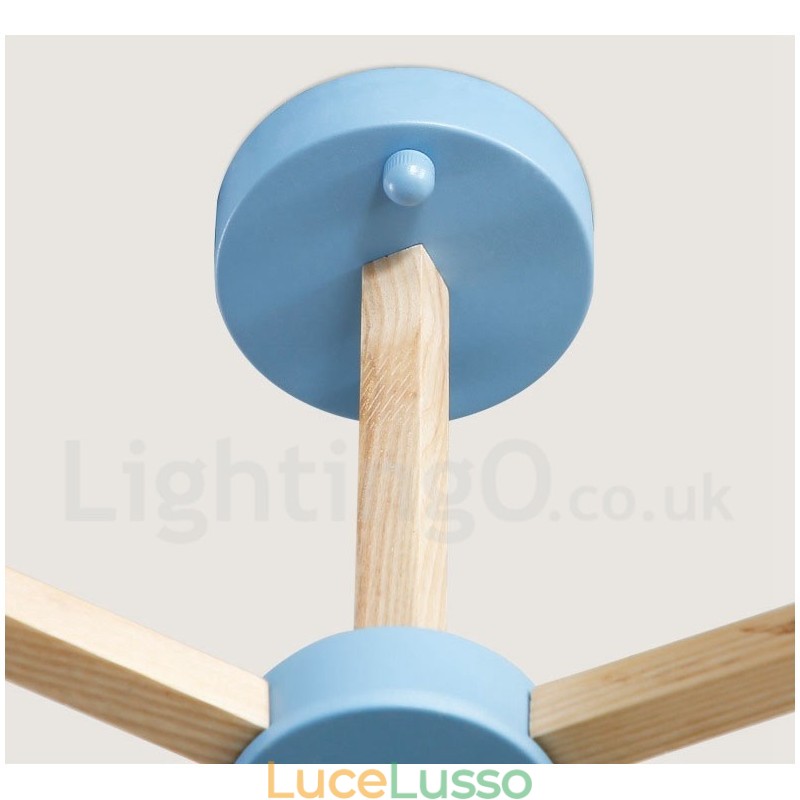 Lampadario molecolare in legno moderno nordico Magic Bean Wood con paralumi in vetro