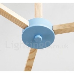 Lampadario molecolare in legno moderno nordico Magic Bean Wood con paralumi in vetro