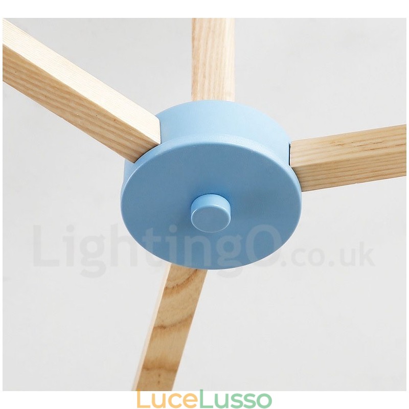 Lampadario molecolare in legno moderno nordico Magic Bean Wood con paralumi in vetro