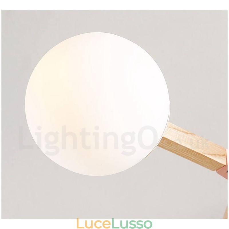 Lampadario molecolare in legno moderno nordico Magic Bean Wood con paralumi in vetro