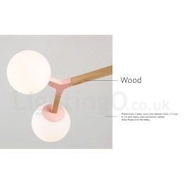 Lampadario molecolare in legno moderno nordico Magic Bean Wood con paralumi in vetro