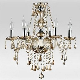 6 luci Stile del lampadario in vetro da palazzo con lampadina a candela