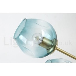 Lampadario rustico in acciaio inossidabile a 6 luci con paralumi in vetro trasparente o blu