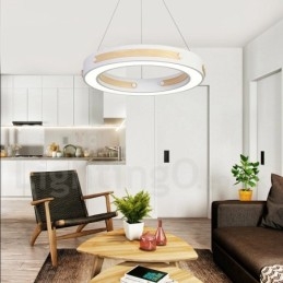Lampada a sospensione moderna e contemporanea con paralume in acrilico, multicolore, ad anello