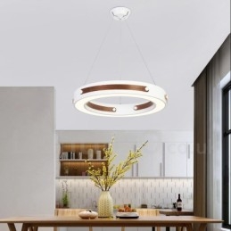 Lampada a sospensione moderna e contemporanea con paralume in acrilico, multicolore, ad anello