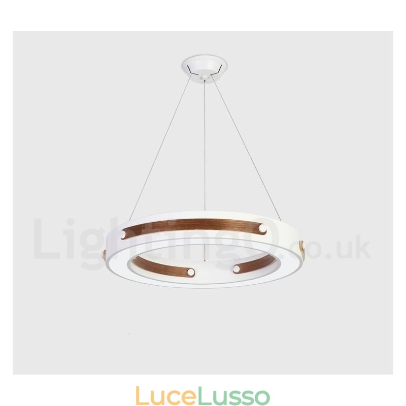 Lampada a sospensione moderna e contemporanea con paralume in acrilico, multicolore, ad anello