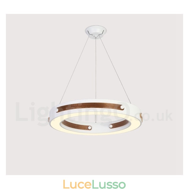 Lampada a sospensione moderna e contemporanea con paralume in acrilico, multicolore, ad anello