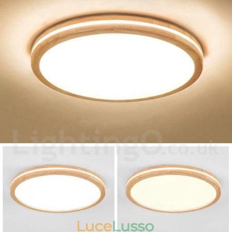 Lampada da soffitto in legno rotonda dimmerabile con lente, moderna, contemporanea, in stile nordico, con paralume in acrilico e telecomando, utilizzabile anche come applique Lampada da soffitto in legno rotonda dimmerabile con lente, moderna, contemporanea, in stile nordico, con paralume in acrilico e telecomando, utilizzabile anche come applique