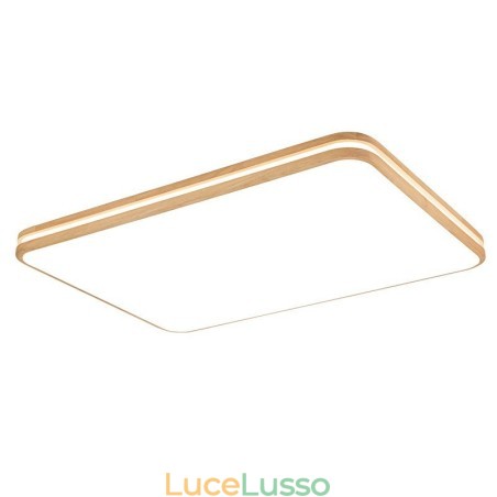 Lampada da soffitto in legno rettangolare dimmerabile con lente, moderna, contemporanea, in stile nordico, con paralume in acrilico e telecomando, utilizzabile anche come applique Lampada da soffitto in legno rettangolare dimmerabile con lente, moderna, contemporanea, in stile nordico, con paralume in acrilico e telecomando, utilizzabile anche come applique