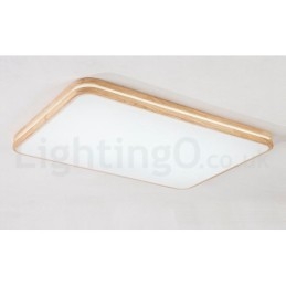 Lampada da soffitto in legno rettangolare dimmerabile con lente, moderna, contemporanea, in stile nordico, con paralume in acrilico e telecomando, utilizzabile anche come applique