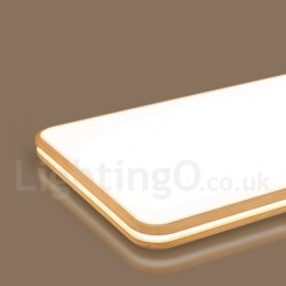 Lampada da soffitto in legno rettangolare dimmerabile con lente, moderna, contemporanea, in stile nordico, con paralume in acrilico e telecomando, utilizzabile anche come applique