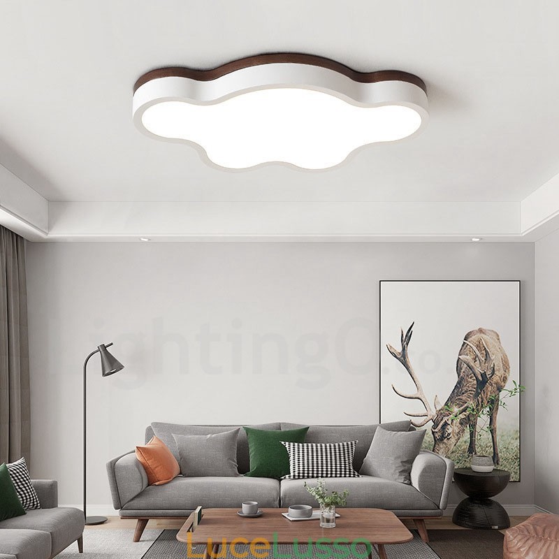Lampada da soffitto per bambini in legno retrò con luce a filo in acciaio
