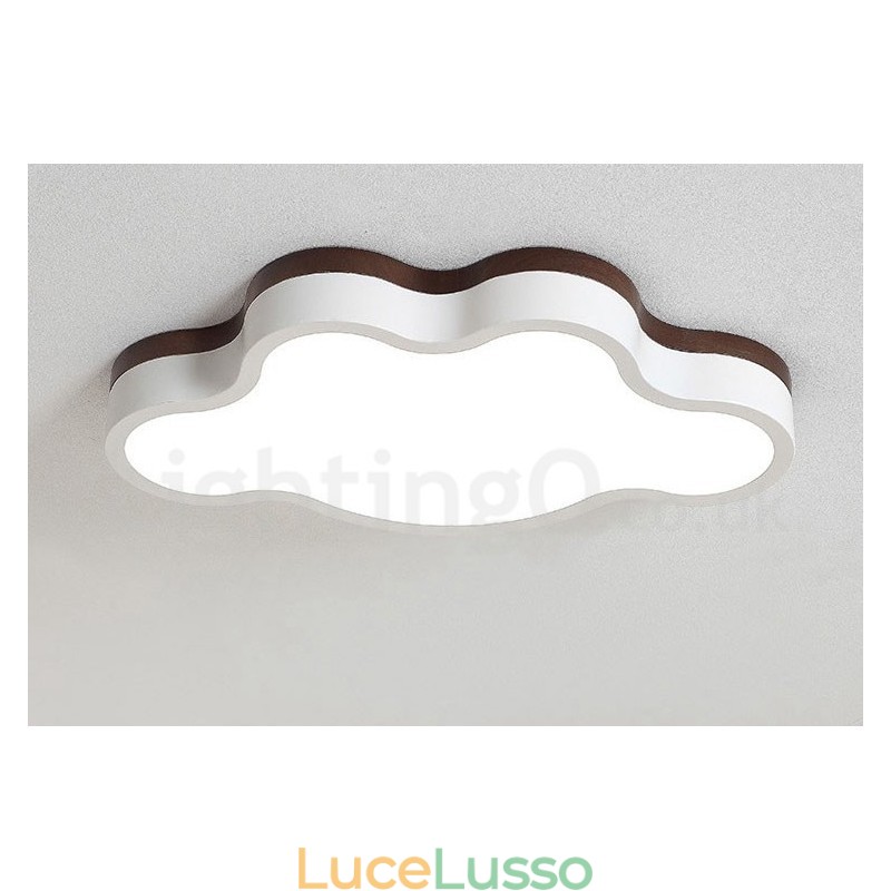 Lampada da soffitto per bambini in legno retrò con luce a filo in acciaio