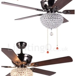Ventilatore da soffitto retrò in legno in stile americano da 132 cm (52") con telecomando e paralume in cristallo, motore in rame puro muto