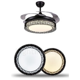 Ventilatore da soffitto moderno e contemporaneo con telecomando, 108 cm (42"), luce con paralume in acrilico, motore in rame puro muto, 91 cm (36")