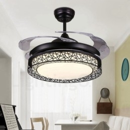 Ventilatore da soffitto moderno e contemporaneo con telecomando, 108 cm (42"), luce con paralume in acrilico, motore in rame puro muto, 91 cm (36")