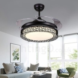 Ventilatore da soffitto moderno e contemporaneo con telecomando, 108 cm (42"), luce con paralume in acrilico, motore in rame puro muto, 91 cm (36")