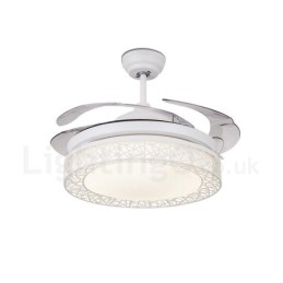Ventilatore da soffitto moderno e contemporaneo con telecomando, 108 cm (42"), luce con paralume in acrilico, motore in rame puro muto, 91 cm (36")