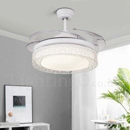 Ventilatore da soffitto moderno e contemporaneo con telecomando, 108 cm (42"), luce con paralume in acrilico, motore in rame puro muto, 91 cm (36")
