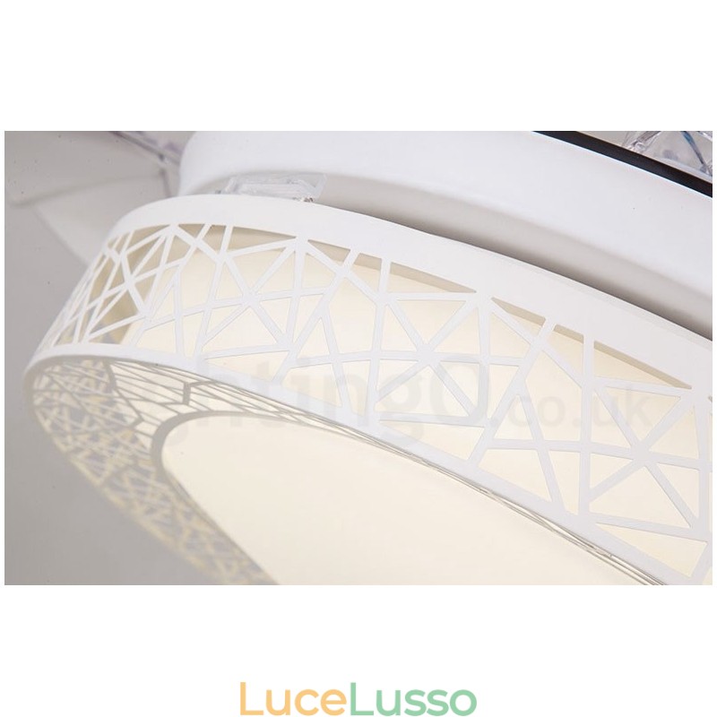 Ventilatore da soffitto moderno e contemporaneo con telecomando, 108 cm (42"), luce con paralume in acrilico, motore in rame puro muto, 91 cm (36")