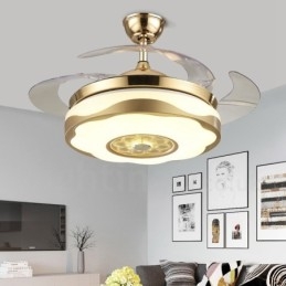 Ventilatore da soffitto moderno e contemporaneo da 108 cm (42"), con telecomando, colore oro, con paralume in acrilico, motore in rame puro muto